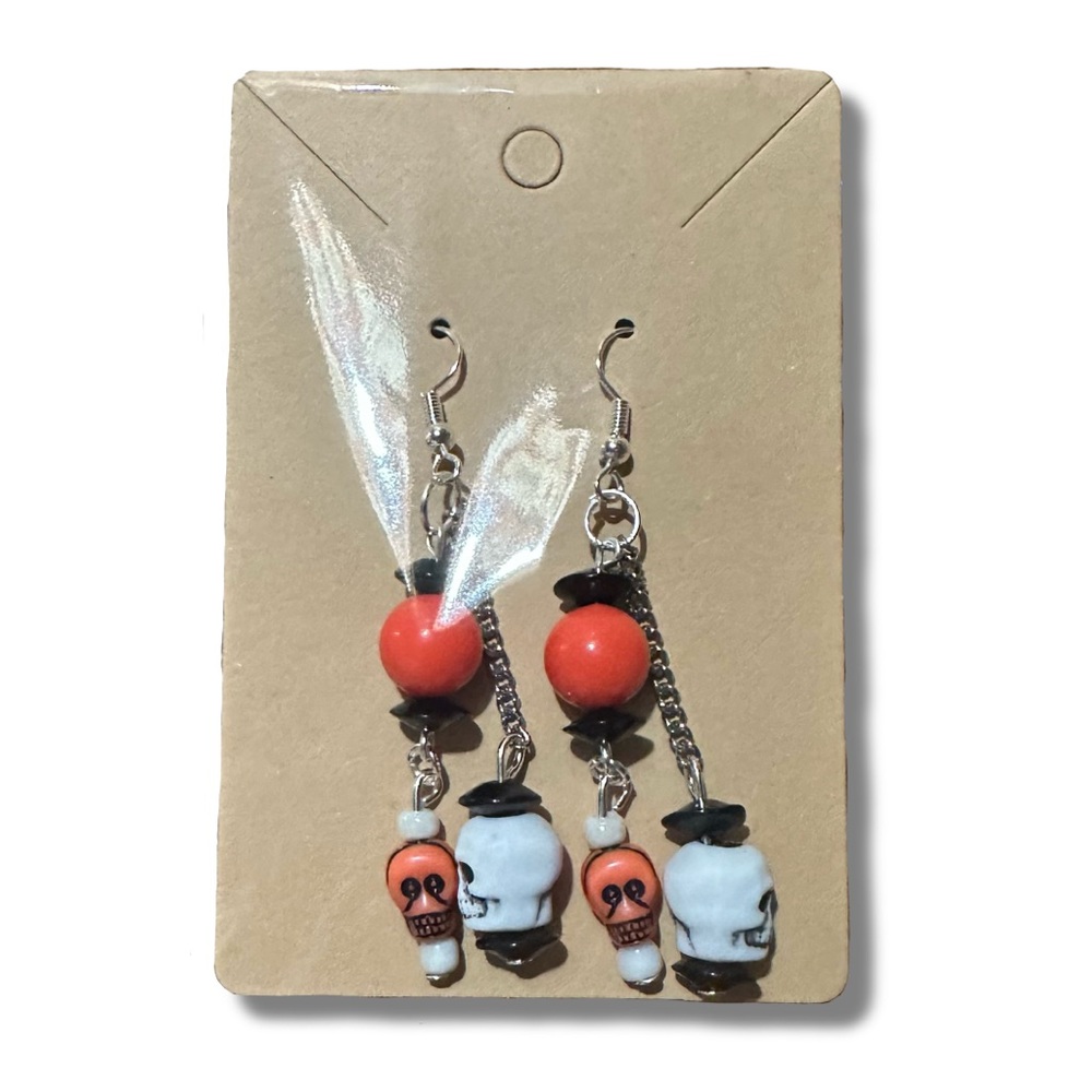 2/$10 Handmade Beaded Skulls Earrings